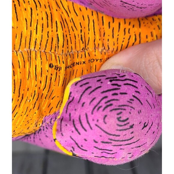 11" Vintage GAF 1991 Stegosaurus Plush Stuffed Dinosaur Realistic Purple Orange - Picture 5 of 5